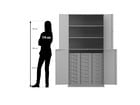 Flexeo® Schrank 24 kleine Boxen 3 Fächer 4 Halbtüren