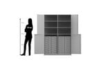 Flexeo® Schrank 32 kleine Boxen 6 Fächer Mittelwand 4 Halbtüren
