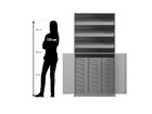 Flexeo® Schrank 3 Schrägablagen 24 kleine Boxen 2 Halbtüren