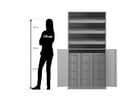 Flexeo® Schrank 3 Schrägablagen 12 große Boxen 2 Halbtüren