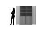 Flexeo® Schrank 32 kleine Boxen 6 Fächer Mittelwand 2 Türen