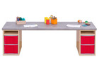 Flexeo® Materialtisch mit 2 Regalen B x T: 200 x 64 cm