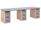 Flexeo® Materialtisch mit 3 Regalen B x T: 250 x 64 cm