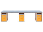 Flexeo® Materialtisch mit 3 Regalen B x T: 250 x 64 cm