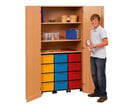 Flexeo® Garagenschrank 3 Fächer 3 Rollcontainer 12 großen Boxen