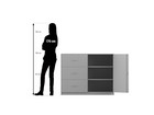 Flexeo® Schrank 3 großen Schubladen 3 Fächer rechts 1 Tür Breite 126 4 cm
