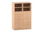 Flexeo® Schrank 12 kleine Schubladen 4 Fächer Mittelwand Breite 94 4 cm