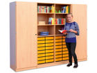 Flexeo® Systemschrankwand 32 kleine Boxen 16 Fächer 2 Türen