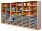 Flexeo® Systemschrankwand 96 kleine Boxen 18 Fächer