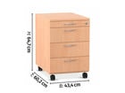 Flexeo® Schreibtisch Container mit 4 Schubladen