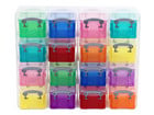 Really Useful Sortierboxen bunt 16 Stück im Transparentschuber