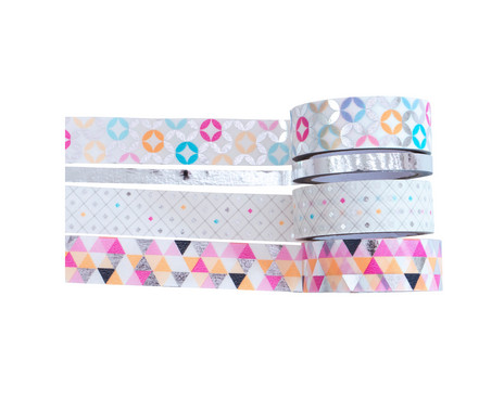 folia 26436 Washi Tape, plakband van rijstpapier, hotfoil voorjaar II, 4-delige set - ideaal voor decoratie en decoratie