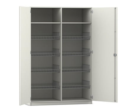 Flexeo® Sportschrank 8 Gitterkörbe 2 Fächer oben
