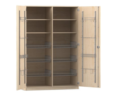 Flexeo® Sportschrank Gerätehaken 6 Gitterkörbe 4 Fächer oben
