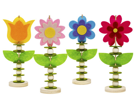 Petra's Bastel News Dosenset „Farbige Blumen IV“ – 4 Holzdosen Mit Verschiedenen Blumen-Designs – Bunt, Für Karten & Scrapbooking