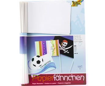 Blanko Papierfähnchen rechteckig 20 Stück