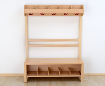 Garderobenbank Schuhgestell aus Holz für 5 Kinder