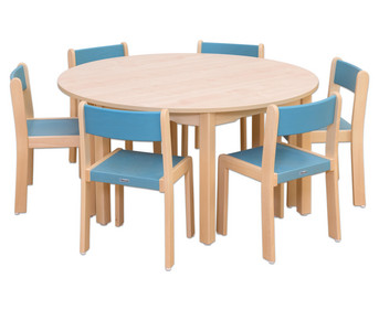 Betzold Möbel Set Rondo Sitzhöhe 42 cm Tischhöhe 70 cm Ahorn