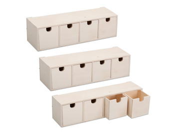 Schubladenbox aus Holz 4 Fächer