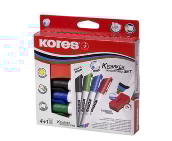 Kores® Whiteboard Marker Set mit magnetischem Schwamm