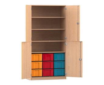 Flexeo® Schrank 9 große Boxen 4 Fächer 4 Halbtüren