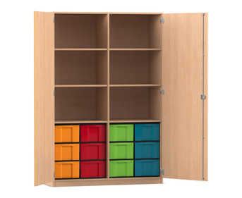 Flexeo® Schrank 12 große Boxen 6 Fächer Mittelwand 2 Türen