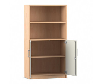 Flexeo® Kombi Schrank unten Drehtüren oben 2 Fächer = 4 Ordnerhöhen