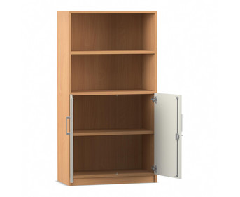 Flexeo® Kombi Schrank unten Drehtüren oben 2 Fächer = 4 Ordnerhöhen