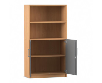 Flexeo® Kombi Schrank unten Drehtüren oben 2 Fächer = 4 Ordnerhöhen