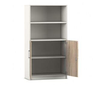 Flexeo® Kombi Schrank unten Drehtüren oben 2 Fächer = 4 Ordnerhöhen