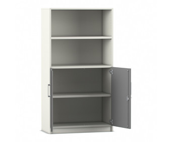 Flexeo® Kombi Schrank unten Drehtüren oben 2 Fächer = 4 Ordnerhöhen