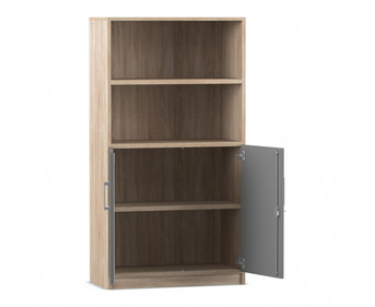 Flexeo® Kombi Schrank unten Drehtüren oben 2 Fächer = 4 Ordnerhöhen