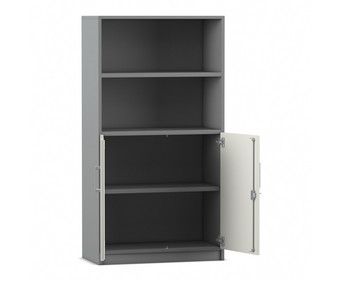 Flexeo® Kombi Schrank unten Drehtüren oben 2 Fächer = 4 Ordnerhöhen
