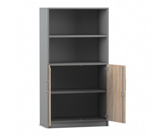 Flexeo® Kombi Schrank unten Drehtüren oben 2 Fächer = 4 Ordnerhöhen