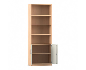 Flexeo® Kombi Schrank unten Drehtüren oben 4 Fächer = 6 Ordnerhöhen