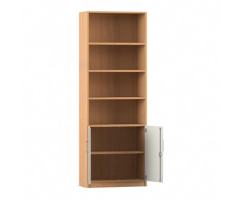 Flexeo® Kombi Schrank unten Drehtüren oben 4 Fächer = 6 Ordnerhöhen