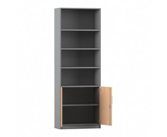 Flexeo® Kombi Schrank unten Drehtüren oben 4 Fächer = 6 Ordnerhöhen