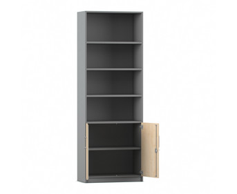 Flexeo® Kombi Schrank unten Drehtüren oben 4 Fächer = 6 Ordnerhöhen