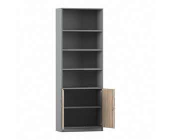Flexeo® Kombi Schrank unten Drehtüren oben 4 Fächer = 6 Ordnerhöhen
