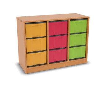 Flexeo® Regal 3 Reihen 9 große Boxen Mittelwand