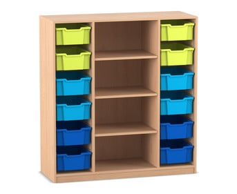 Flexeo® Regal PRO 3 Reihen 12 Boxen Gr M 4 breite Fächer mittig