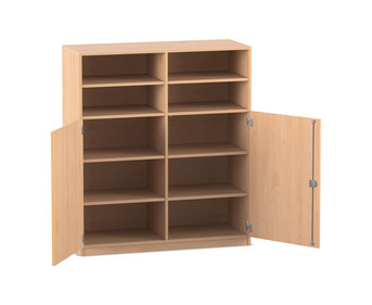 Flexeo® Schrank 10 Fächer Mittelwand 2 Halbtüren Breite 126 4 cm