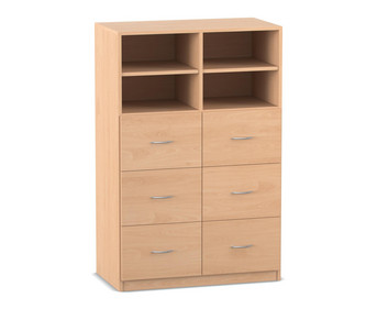 Flexeo® Schrank 6 große Schubladen 4 Fächer Mittelwand Breite 94 4 cm