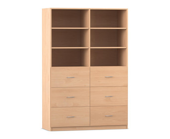 Flexeo® Schrank 6 große Schubladen 6 Fächer Mittelwand Breite 126 4 cm