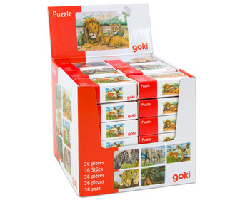 goki Minipuzzle Wilde Tiere 36 Stück sortiert