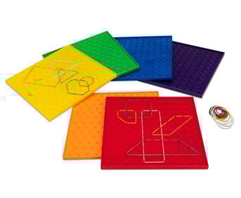 Betzold Satz mit 6 Geometriebrettern in Regenbogenfarben