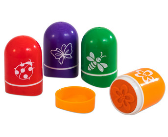 Brunnen Lehrerstempel Blume und Tiere selbstfärbend 4er Set