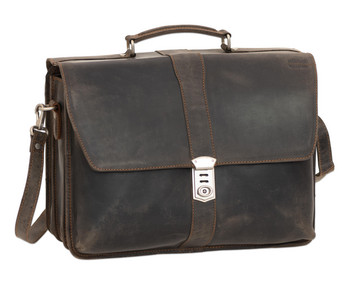 Lehrertasche Westcoast braun abschließbar