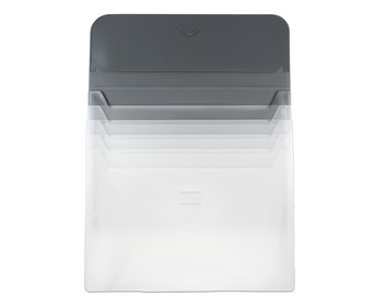 Schubtaschen Mappe DIN A4 plus quer mit 4 Fächern grau transparent