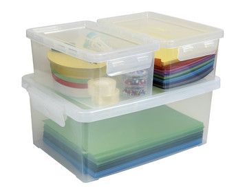 Betzold Aufbewahrungsboxen Set weiß transparent 3 teilig